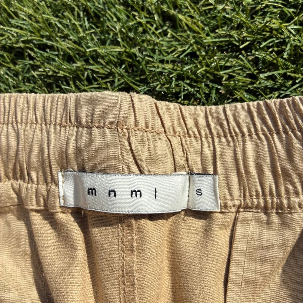 MNML Mens Small Tan Drawstring Pants Relaxed Straight Leg Coastal Beach Trousers